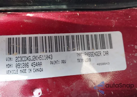 2019 Dodge Charger Scat Pack Rwd from USA, damaged, VIN 2C3CDXGJ2KH511043